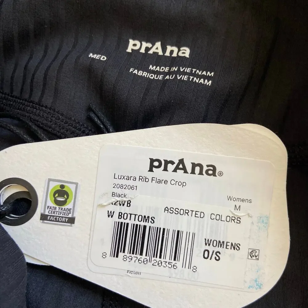 Prana Luxara Rib Flare Crop Legging Women's M Black High Rise Ribbed Texture - Picture 7 of 13